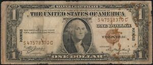 1935 A $1 One Dollar Hawaii Emergency Issue Silver Certificate Note Fr#2300