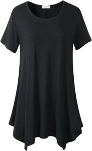 "Plus Size Asymmetrical Tunic Blouse - Casual Summer Top" - Picture 1 of 12