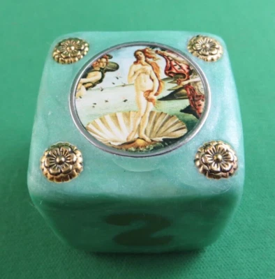 Jena's Handmade Backgammon Doubling Cube Birth Of Venus Charm Sea Foam Green #42 - Image 1 of 4