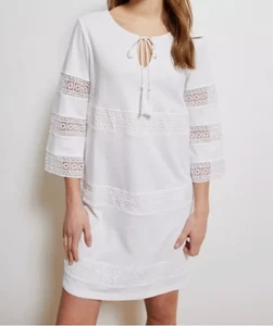 Damen Shirt Kleid Dress weiß Lochstickerei XS M L XL 32 34 -52/54 Baumwolle 466 - Bild 1 von 6