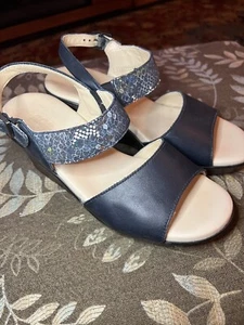 Woman’s SAS Blue Sandals Size 6.5 M  Navy Blue 2 Inch Heel - Picture 1 of 6