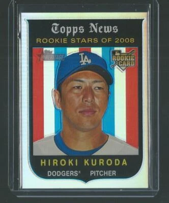 2008 TOPPS HERITAGE CHROME HIROKI KURODA #221 DODGERS RC REFRACTOR RARE 507/559 - Image 1 of 2