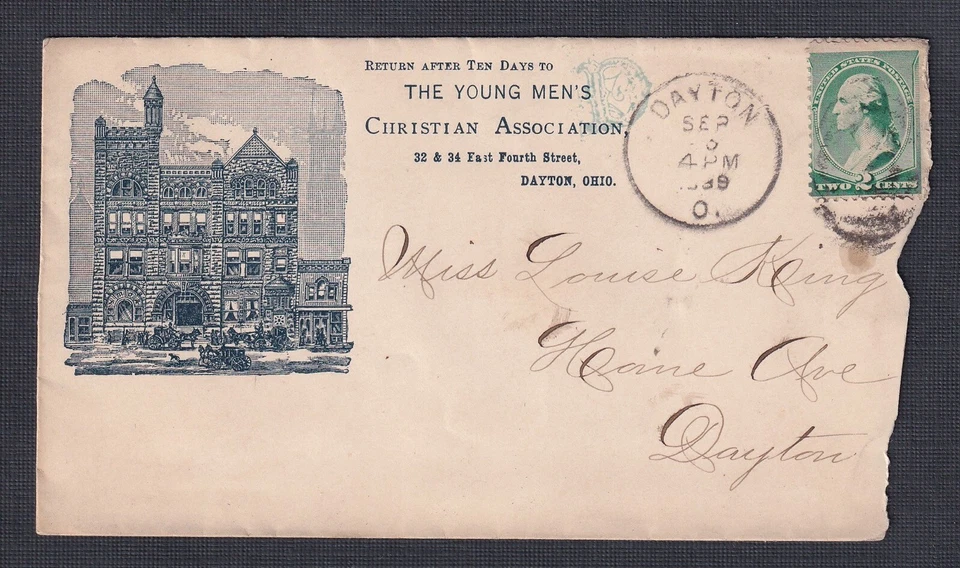 USA 1889 YMCA YOUNG MENS CHRISTIAN ASSOC. BUILDING ILLUSTRATED COVER DAYTON OHIO - Image 1 of 1