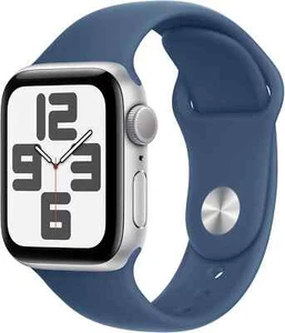 Apple Watch SE 2 40mm Silver Aluminum - Denim Sport Band MXED3LL/A - Picture 1 of 2