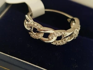 Gold Filled Latest Trendy Chain Ring Band Cz Crystal Fine Jewellery TY - Picture 1 of 7
