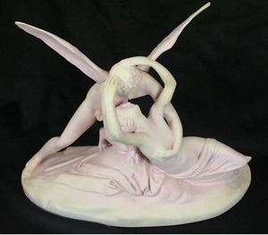 Vintage Orlandi Statuary Angel & Woman Stone STATUE 13" x 16.5" Outdoor ART - Picture 1 of 10