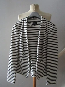 Women's M & S Soft jersey Style Black White Stripe Jacket Blazer UK Size 12 - Picture 1 of 3