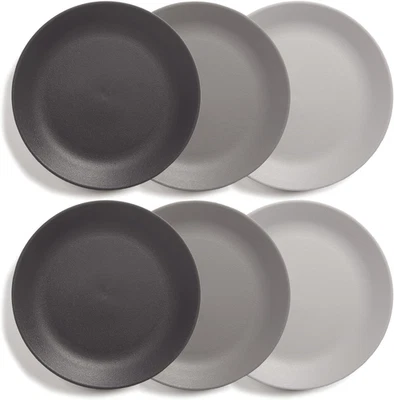 Platos de cena de plástico de piedra gris de 10" - Juego de 6, reutilizables, sin Bpa Foto 1 de 4