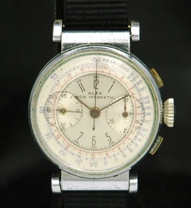 ALFA Non Magnetic Chronograph Men's WATCH Swing Flex Lugs Landeron 48 17J SWISS - Picture 1 of 14