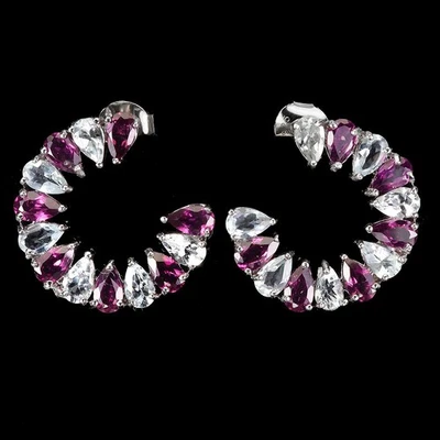 Pendientes de plata de ley 925 pera aguamarina rodolita granate piedras preciosas joyería Foto 1 de 4