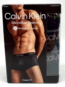 Calvin Klein Microfiber Stretch Men's Black Classic Fit Low Rise Trunk Size L - Picture 1 of 8