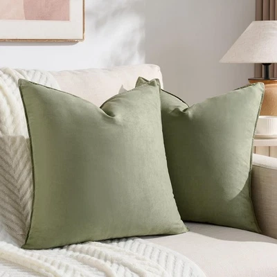 2 Packs Sage Green Decorative Throw Pillow Covers 18x18 inch, Super Soft Faux... - Image 1 of 4