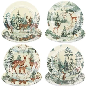 8 Piezas Platos de Ensalada Bosque de Invierno 8 Pulgadas Plato de Ensalada Platos de Navidad Surtido... - Imagen 1 de 7