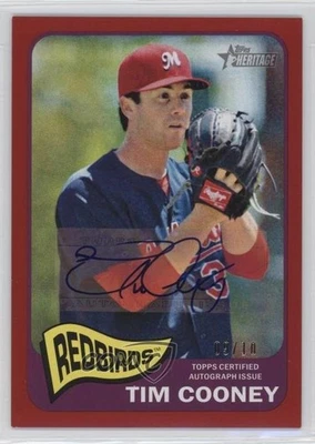 2014 Topps Heritage Minor League Edition Real One Red /10 Tim Cooney Auto - Image 1 of 2