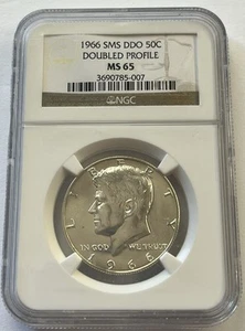 1966 50C SMS DDO Kennedy Half Dollar NGC MS 65 Doubled Profile - Picture 1 of 2