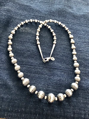 Carolyn Pollack Relios Graduated Stamped Native Desert Pearl Necklace 22" 34 gra - Image 1 of 4