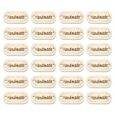  200 Pcs Handmade Crafts Sewing Accessories Wood Button Tag Label - Bild 1 von 4