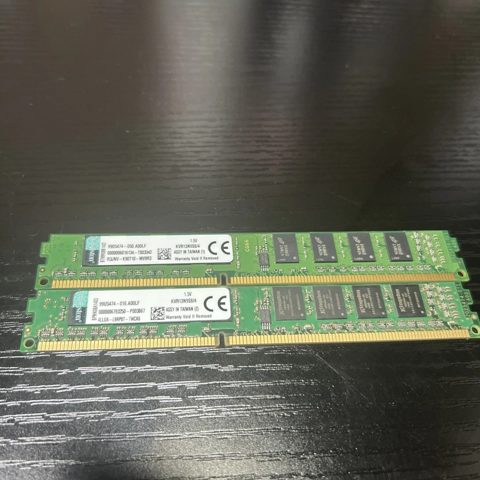 (2X 4GB) Kingston KVR13N9S8/4 PC3-10600 DDR3-1333 Low Profile DIMM RAM 99U5474 ~ - Image 1 of 1
