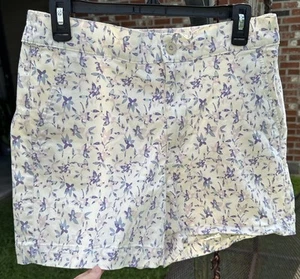 Jachs Girlfriend New York White Floral Women's Chino Shorts Size L Preppy - Picture 1 of 18