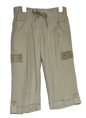 Calça White House Black Market feminina de seda cropped cargo punho tamanho 6 LEIA* - Imagem 1 de 4