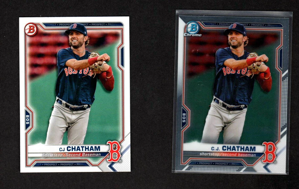CJ CHATHAM 2021 BOWMAN PROSPECT BASE & CHROME BOSTON RED SOX - Image 1 of 1