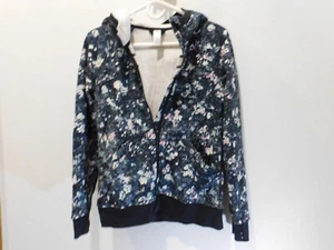 Ivivva by Lululemon Girl's Blue Floral Zip-up Hoodie Jacket - size 14 - Picture 1 of 5