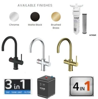 3 or 4 in 1 Instant Boiling Hot Water Tap | Full Kit With Tank & Filter Swan Nec - Image 1 of 4