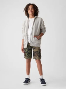 Gap Boys Cargo Shorts Military Green Camouflage Pockets Cotton Size 14 - Picture 1 of 6