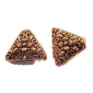 5 PCS 12X4MM TRIANGLE TEXTURED BEAD ANTIQUE COPPER JEWELRY MAKING - Picture 1 of 1
