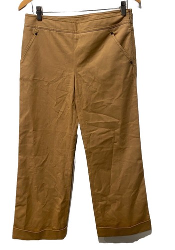 Pantalone VALENTINO marrone chiaro gamba larga con polsini taglia 42 cucitura interna 31"