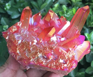 514g Rote Flamme Aura Quarz Titan plattiert Kristall Heilung Cluster IP0676 - Bild 1 von 10