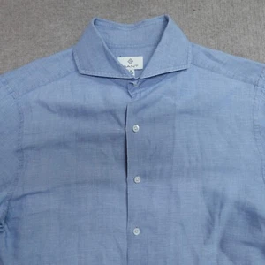 Gant Shirt Medium Blue Linen Blend Albiate Cutaway Colllar - Picture 1 of 8