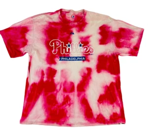 Vintage NBL Phillies Philadelphia Majestic T Shirt Tie Dye Baseball USA Mens XL - Picture 1 of 8