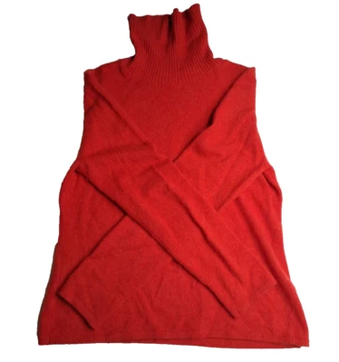 Suéter de punto ajustado cuello alto Peck and Peck para mujer L rojo cachemir puro 2 capas Foto 1 de 4