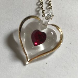 Glass Baron January Gold Trim Swarovski Birthstone Heart Necklace