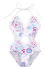 Summer Kids Girls Swimwear Jumpsuit, Floral Printed Bandage Ruffled Swimsuit