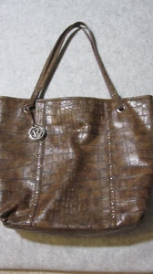 Relic Tote Vegan Leather Brown Croc Embossed Lined Straps Classic Animal Boho - Picture 1 of 14