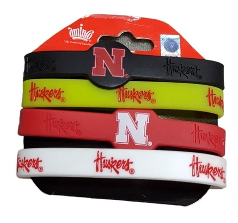 Nebraska Cornhuskers Silicone Bracelets 4 Pack Thin NCAA Jewelry Bracelet Cover