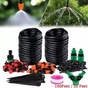 100FT Automatic DIY Drip Irrigation System Plant Self Cool Watering Garden Hose - Picture 1 of 17