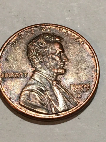 1999 Lincoln Penny D Mint Mark Close AM Copper Red Finish Coin Cover