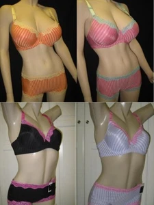 NEW SWEETEST SATINY LACE MICROFIBER BRA+BOYSHORTS PANTY BRA SET~40C - Picture 1 of 6
