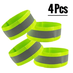 4 Pcs RK High Visibility Reflective Bands for Running, Biking,Wrist Bands, OR/LM - Picture 1 of 17