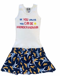 Hope Jeans Girls Be You Wonder Woman ribbed drop waist tank top dress 6 - Picture 1 of 2