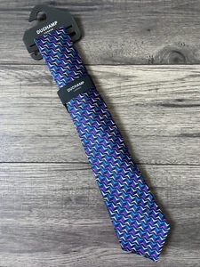 Corbata De Seda Multicolor Con Bordado Zigzag DUCHAMP BNWT - Imagen 1 de 8