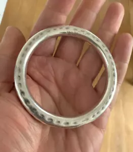 Vintage Sterling SIlver 70s Chunky Bangle Bracelet Hammered Effect 35 grams - Picture 1 of 17