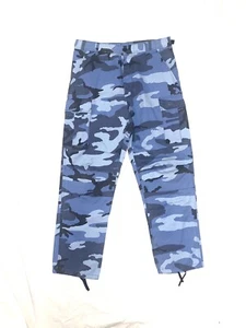 Blue / Navy Camo Pants - Military Army Fatigue BDU Cargo sz 31 - Picture 1 of 2