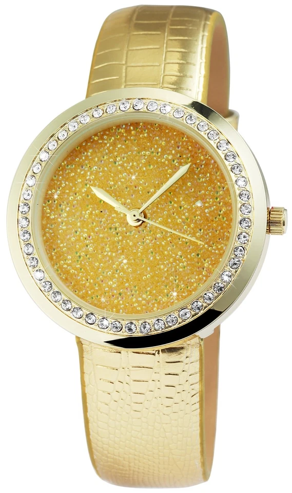 EXCELLANC DAMENUHR Gold ARMBANDUHR Mädchen Damen Uhr Analog Luxus Trendy Neu WoW - Bild 1 von 1