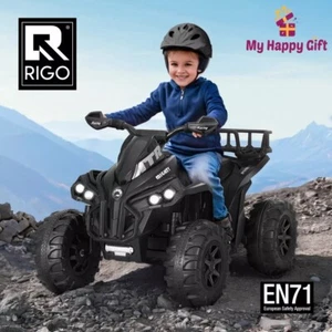 Rigo Kids Ride On Car ATV Quad Motorbike Storage Rack Electric Toys 12V Black - Picture 1 of 9