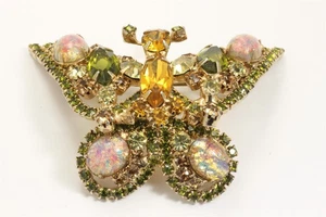 Broche prendedor mariposa diamantes de imitación cabujón de vidrio artístico de alta gama vintage - Imagen 1 de 5