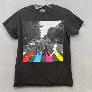 The Beatles T-Shirt Unisex Small Black Cotton Abbey Road Crosswalk Graphic Tee - Picture 1 of 5